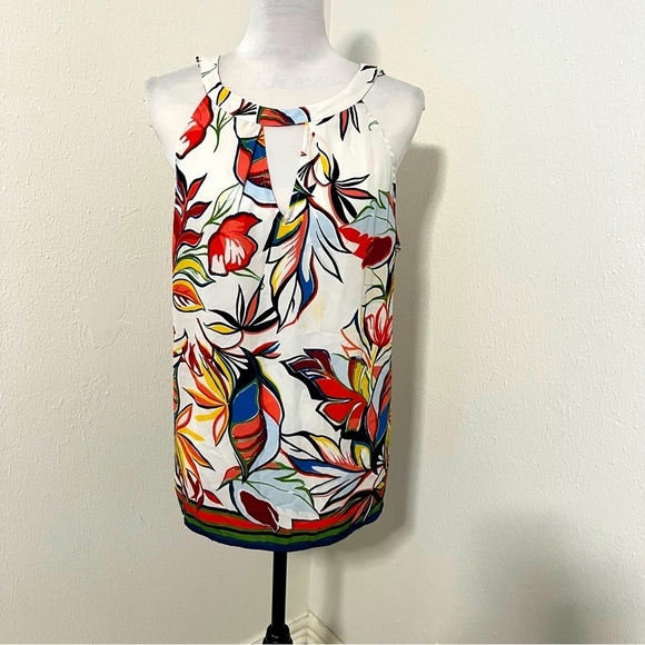 7Th Avenue Design Studio NY&C Tropical Print Large Sleeveless Tie Halter EUC - Picture 1 of 8
